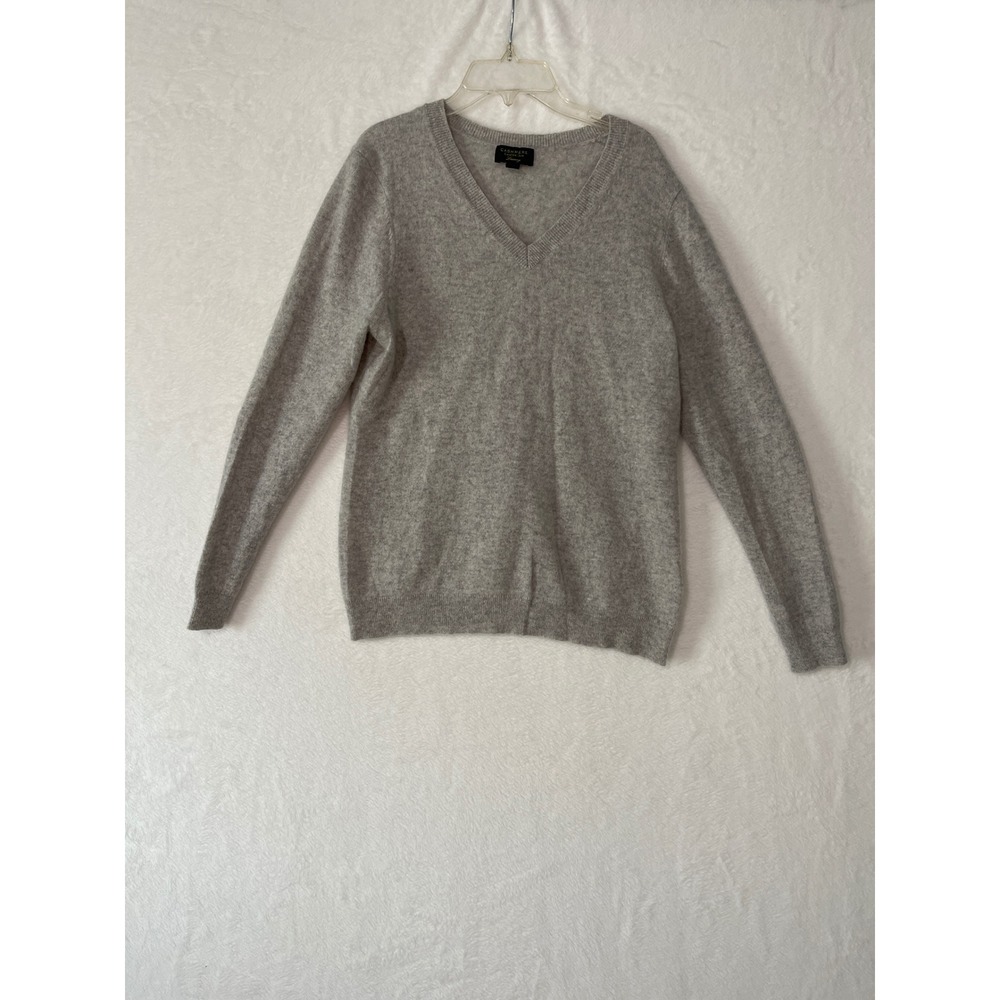 Charter Club Luxury 100% Cashmere V-Neck Sweater Heather Gray XL Pullover